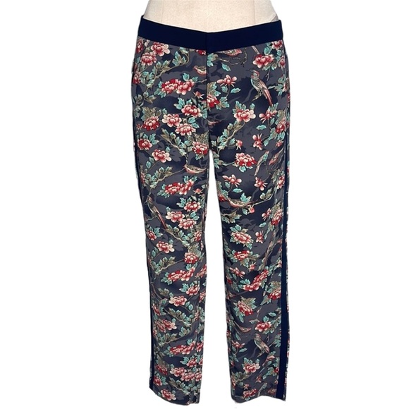 Elevenses - Anthropologie pants. Flowered print on grey background. Size 4 - Picture 1 of 16